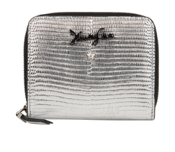 Jimmy Choo Anise Wallet, Leather, Silver/Black, MII, AC/B/DB, 3*